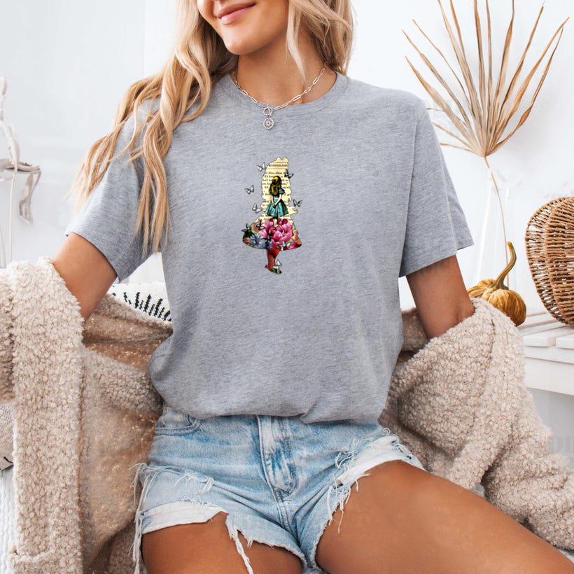 Alice In Wonderland Magical Garden Vintage Book T-Shirt - Image 3