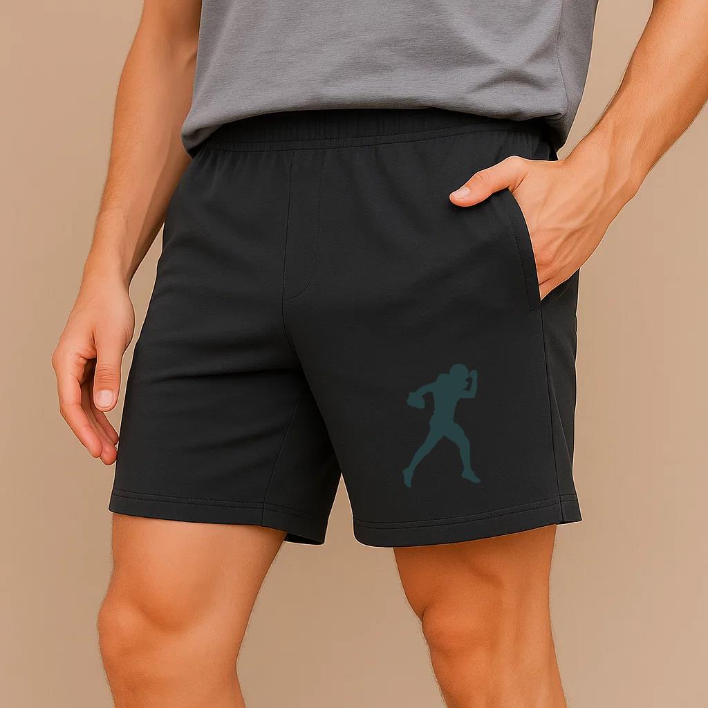 American Football Player Throwing Ball Silhouette Short - Image 4