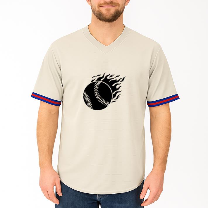 Baseball Ball With Flames Cut Out Baseball Jersey - Image 4