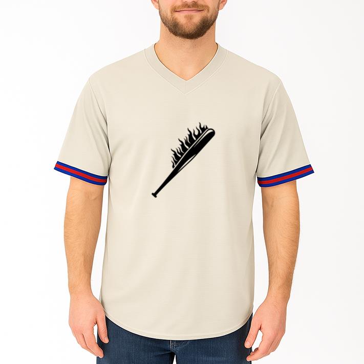 Baseball Bat Set On Fire Cut Out Baseball Jersey - Image 4
