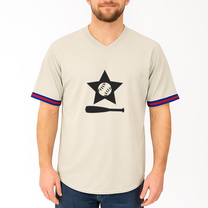 Baseball Bat Star Logo Baseball Jersey - Image 4