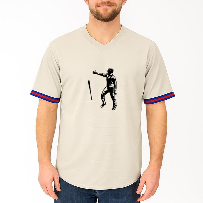 Baseball Batter Throwing Bat High Contrast Baseball Jersey - Image 4