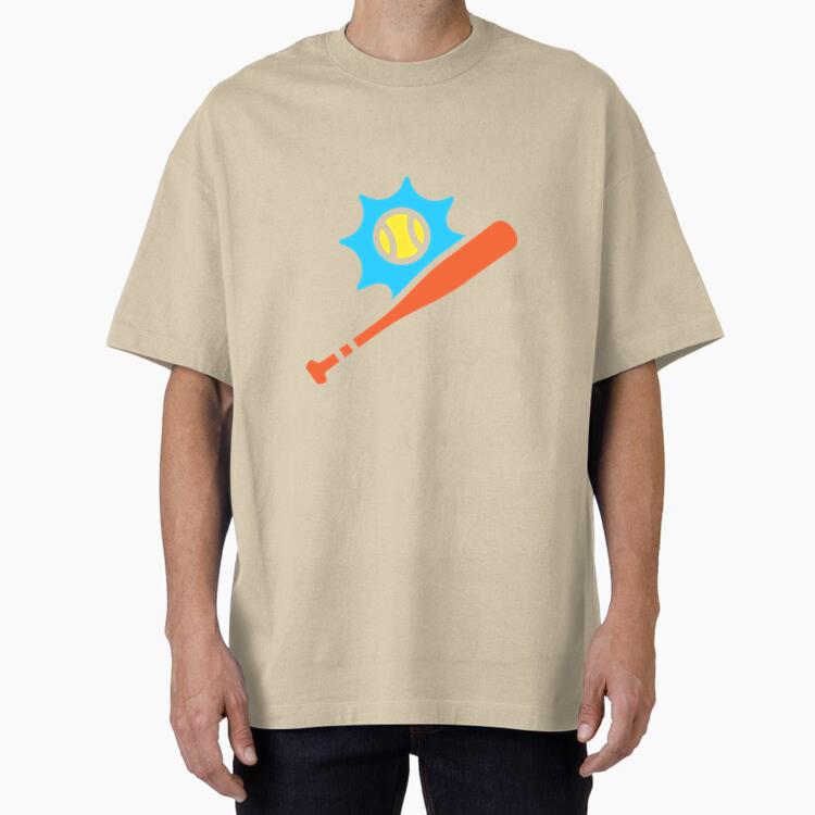 Orange Baseballl Bat Oversized T-Shirt