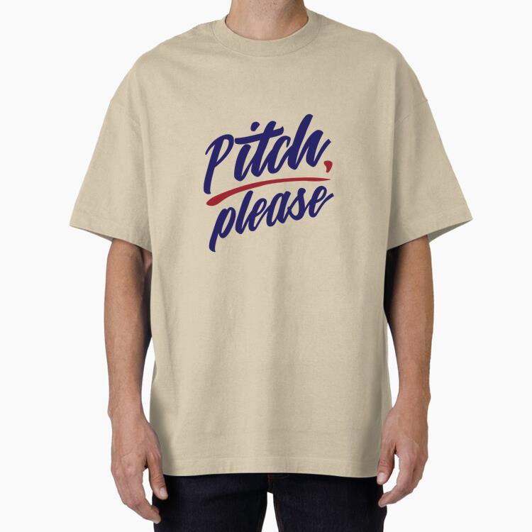 Pitch Please Stripe Badge Sticker Oversized T-Shirt