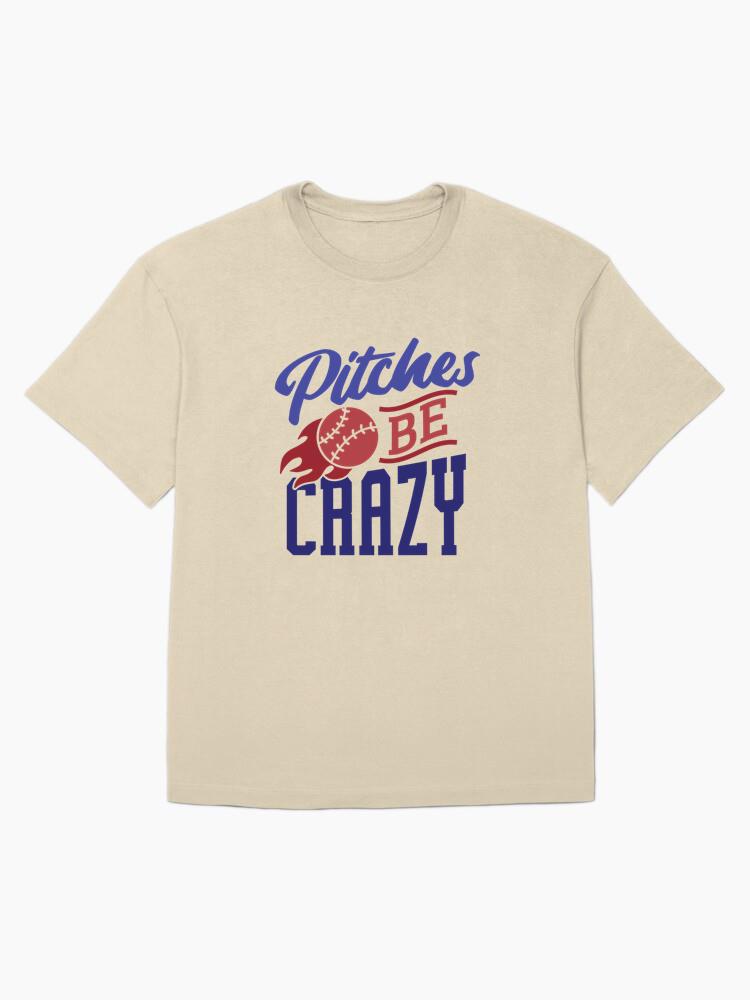 Pitches Be Crazy Ball Stitch Fire Flame Badge Sticker Oversized T-Shirt - Image 4