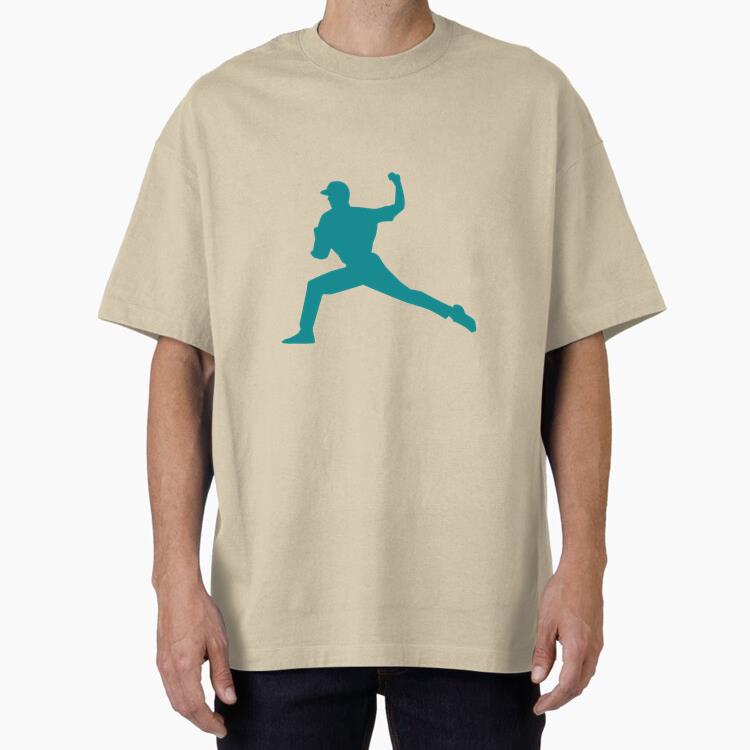 Player Ball Baseball Player Ballplayer Silhouette Oversized T-Shirt