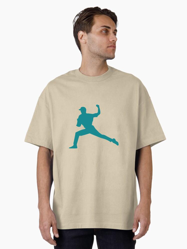 Player Ball Baseball Player Ballplayer Silhouette Oversized T-Shirt - Image 2