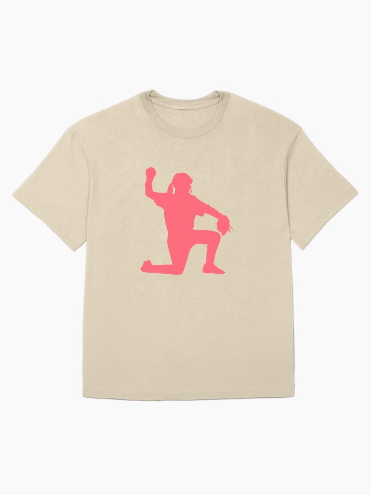 Player Ball Glove Baseball Player Ballplayer Silhouette Oversized T-Shirt - Image 4