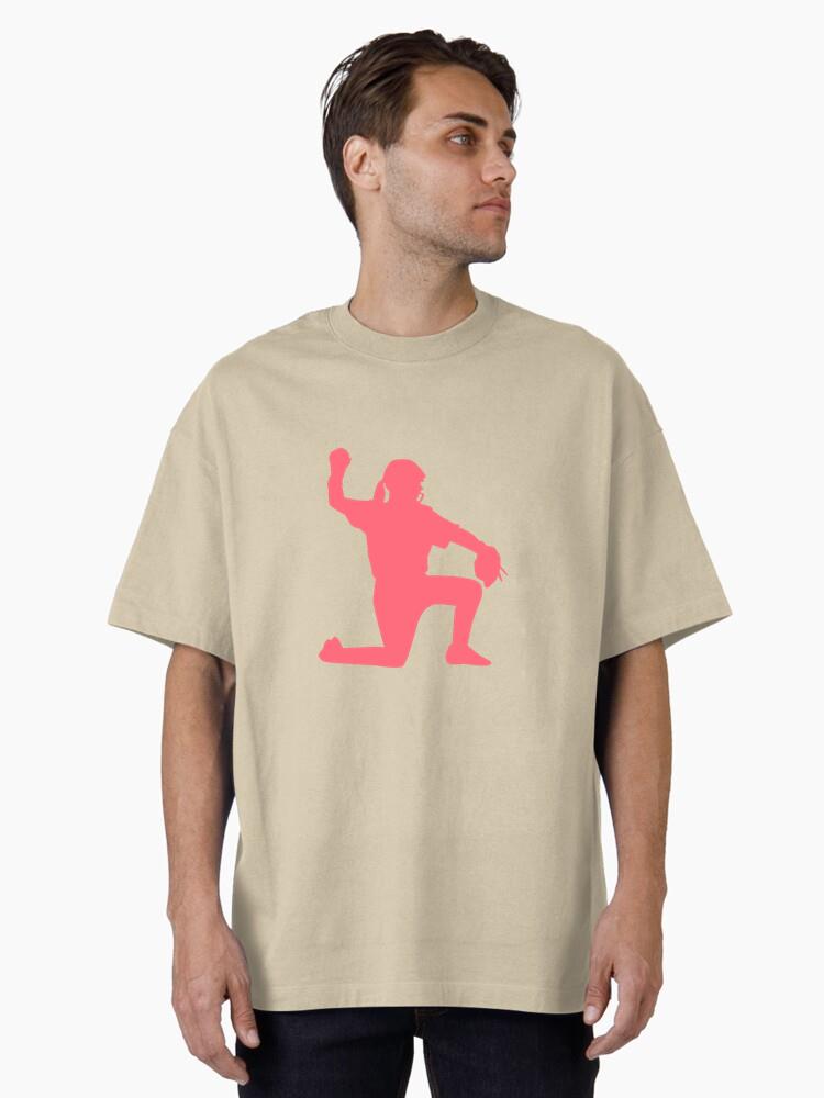 Player Ball Glove Baseball Player Ballplayer Silhouette Oversized T-Shirt - Image 2