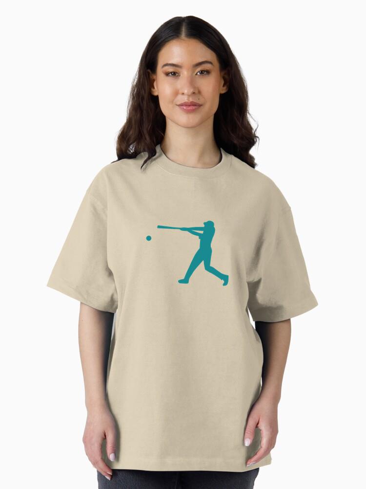 Player Ballplayer Baseball Player Bat Ball Silhouette Oversized T-Shirt - Image 3