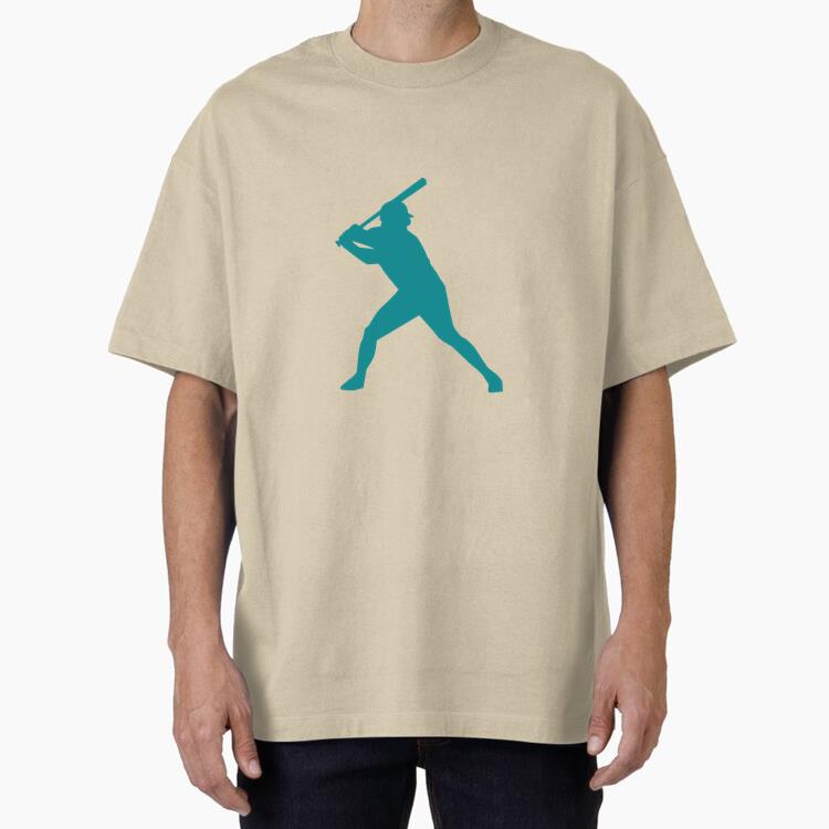 Player Ballplayer Baseball Player Bat Cap Silhouette Oversized T-Shirt