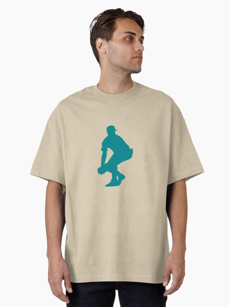 Player Ballplayer Baseball Player Cap Glove Silhouette Oversized T-Shirt - Image 2