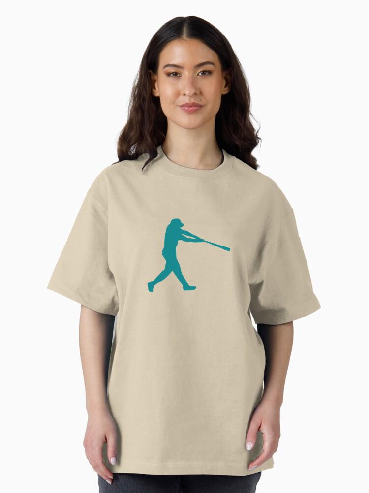 Player Baseball Player Ballplayer Bat Cap Silhouette Oversized T-Shirt - Image 3
