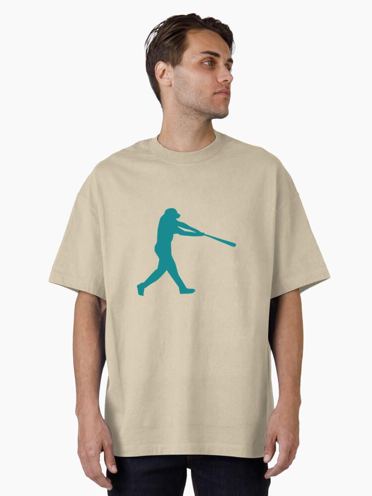 Player Baseball Player Ballplayer Bat Cap Silhouette Oversized T-Shirt - Image 2