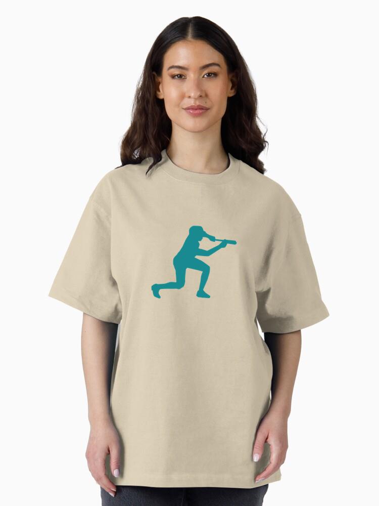 Player Baseball Player Ballplayer Bat Silhouette Oversized T-Shirt - Image 3