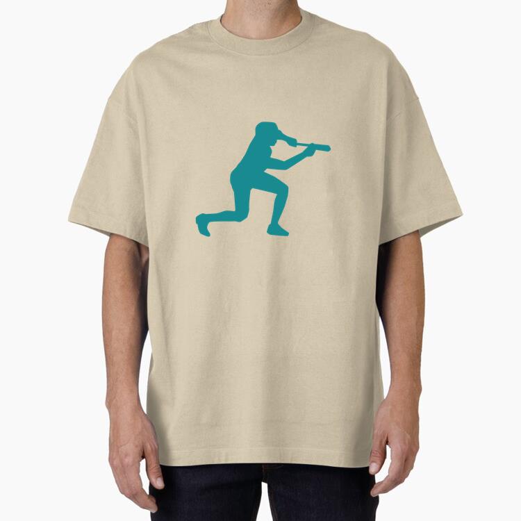 Player Baseball Player Ballplayer Bat Silhouette Oversized T-Shirt