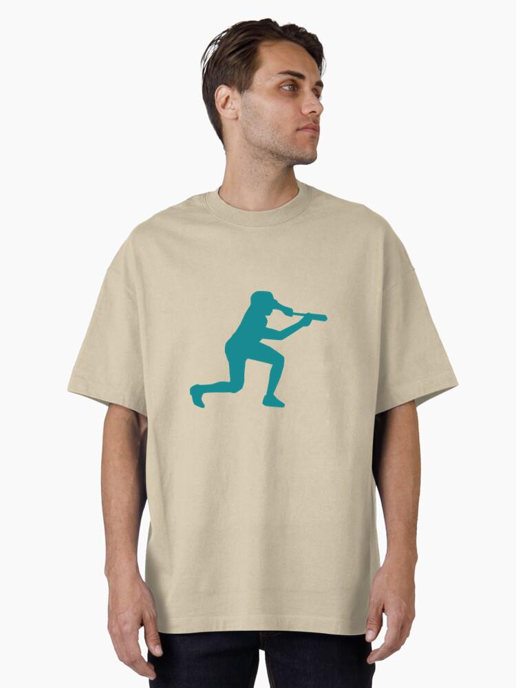 Player Baseball Player Ballplayer Bat Silhouette Oversized T-Shirt - Image 2