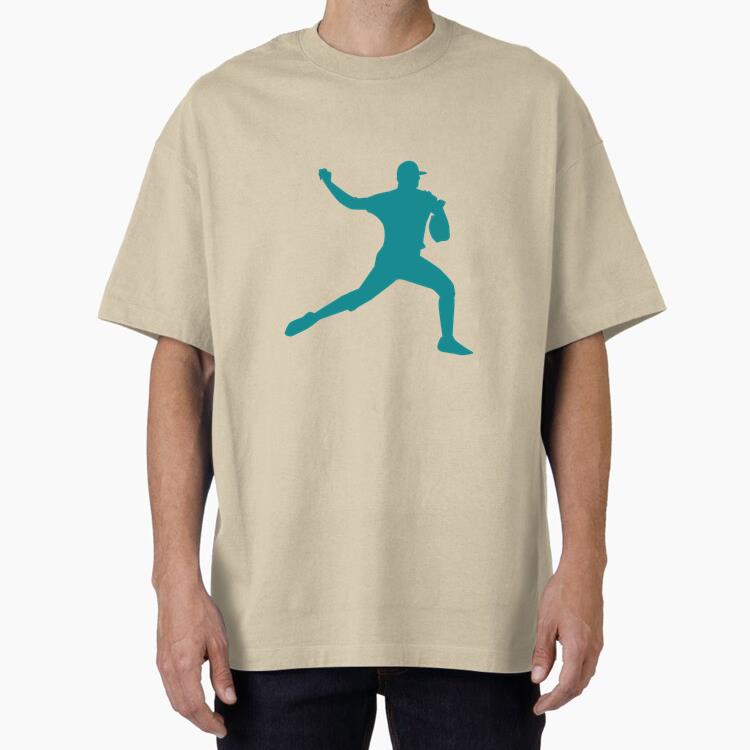Player Baseball Player Ballplayer Cap Silhouette Oversized T-Shirt