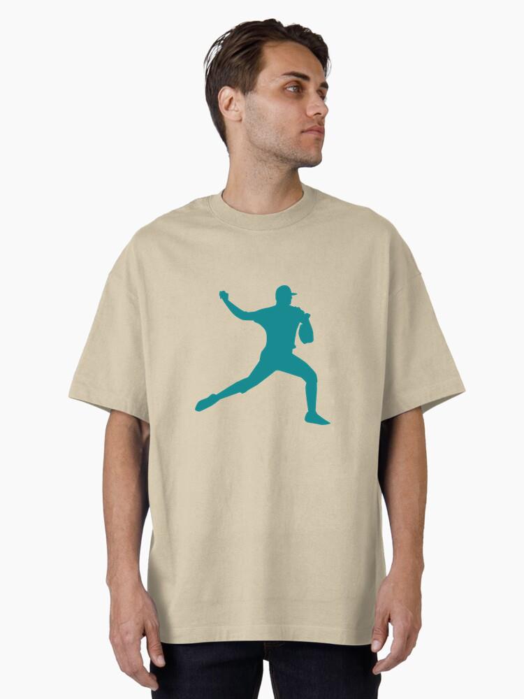 Player Baseball Player Ballplayer Cap Silhouette Oversized T-Shirt - Image 2