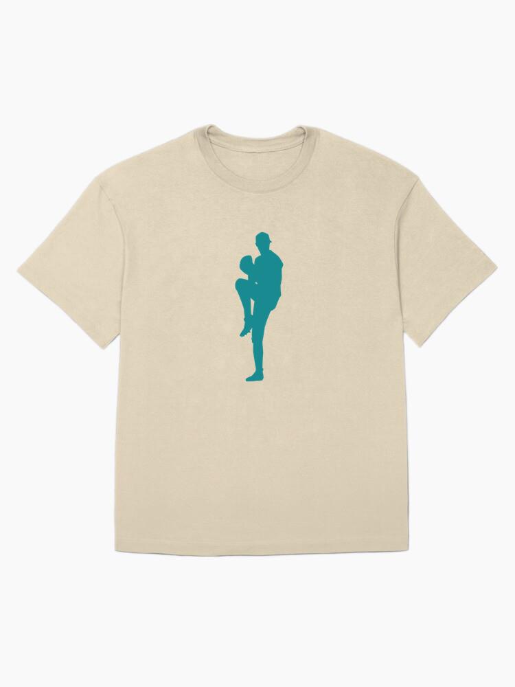 Player Baseball Player Ballplayer Glove Cap Silhouette Oversized T-Shirt - Image 4