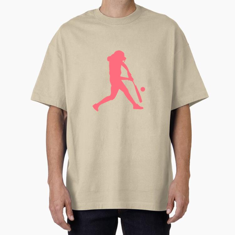 Player Baseball Player Bat Ball Ballplayer Silhouette Oversized T-Shirt