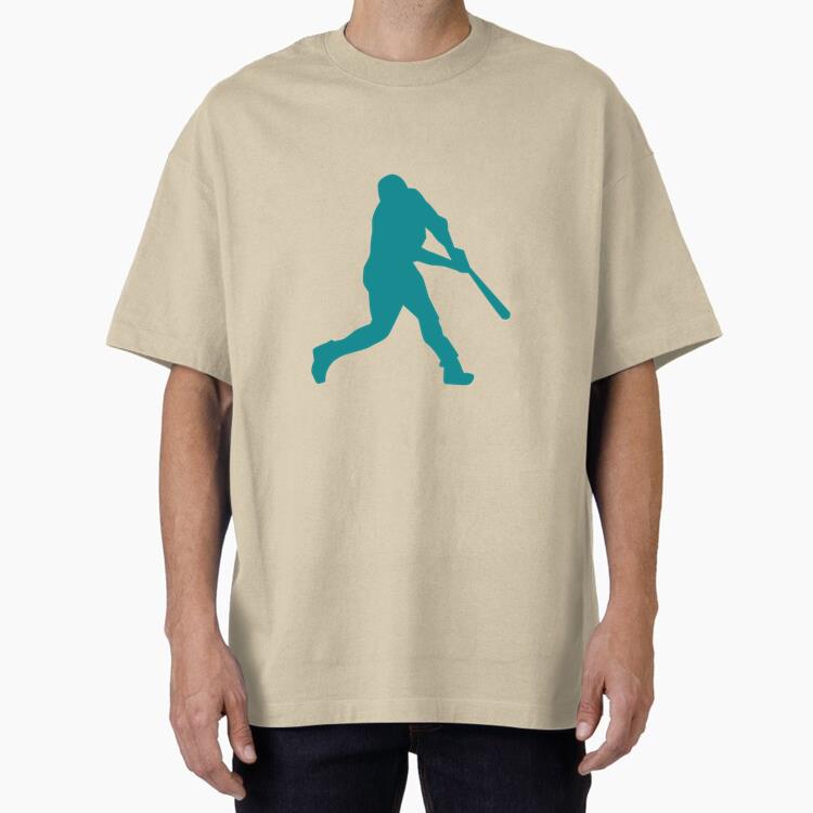 Player Baseball Player Bat Ballplayer Silhouette Baseball Oversized T-Shirt