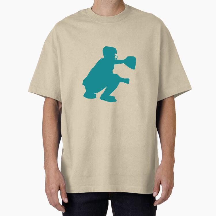 Player Baseball Player Glove Helmet Ballplayer Silhouette Oversized T-Shirt