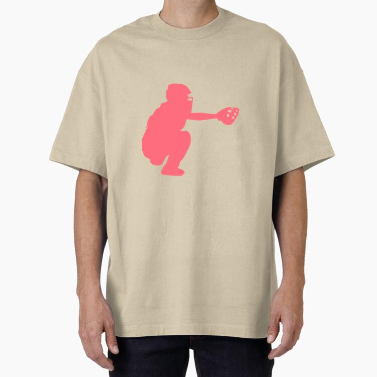 Player Baseball Player Helmet Glove Ballplayer Silhouette Oversized T-Shirt