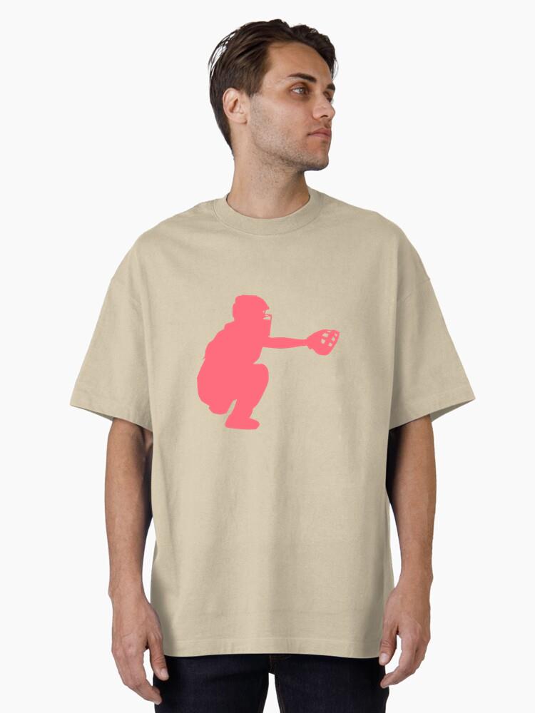 Player Baseball Player Helmet Glove Ballplayer Silhouette Oversized T-Shirt - Image 2