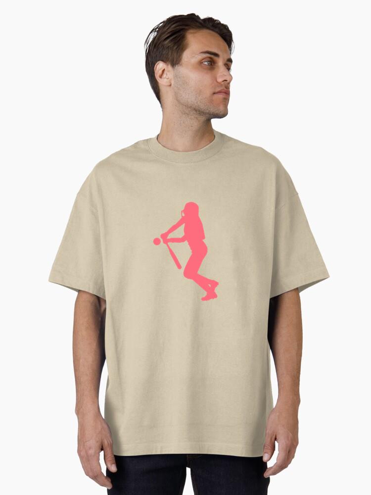 Player Bat Ball Baseball Player Ballplayer Silhouette Oversized T-Shirt - Image 2