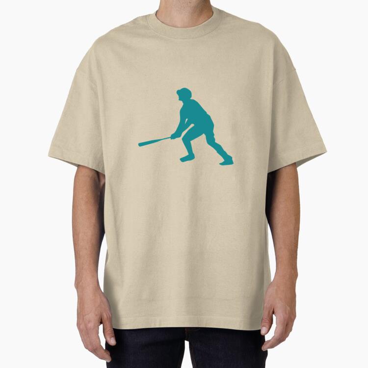 Player Bat Baseball Player Ballplayer Silhouette Oversized T-Shirt