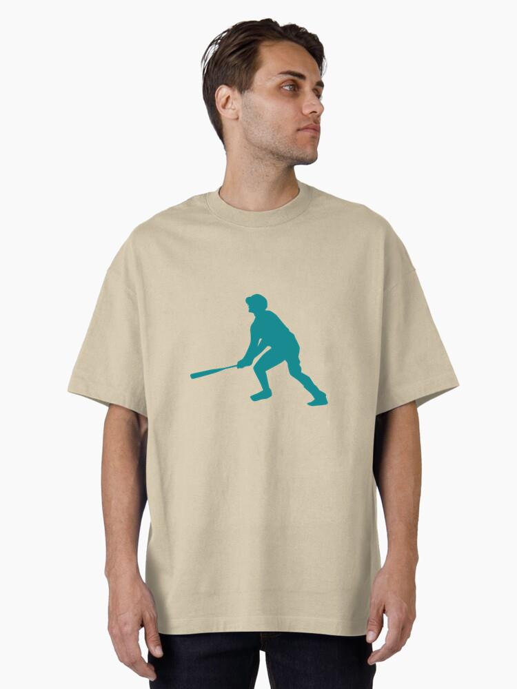 Player Bat Baseball Player Ballplayer Silhouette Oversized T-Shirt - Image 2