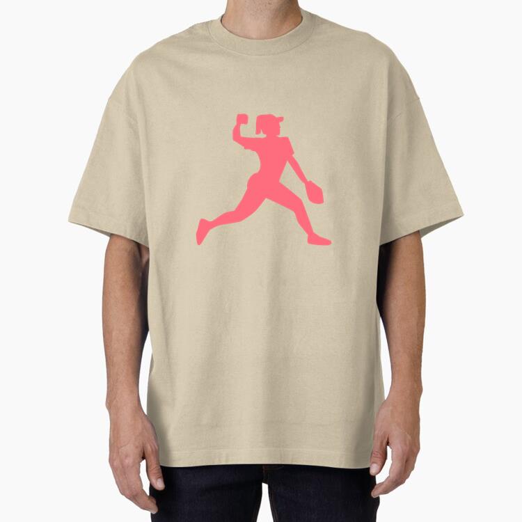 Player Cap Ball Glove Baseball Player Ballplayer Silhouette Oversized T-Shirt