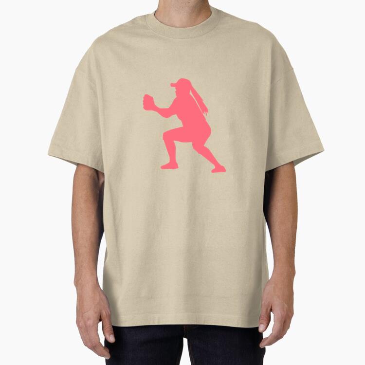 Player Cap Glove Baseball Player Ballplayer Silhouette Oversized T-Shirt