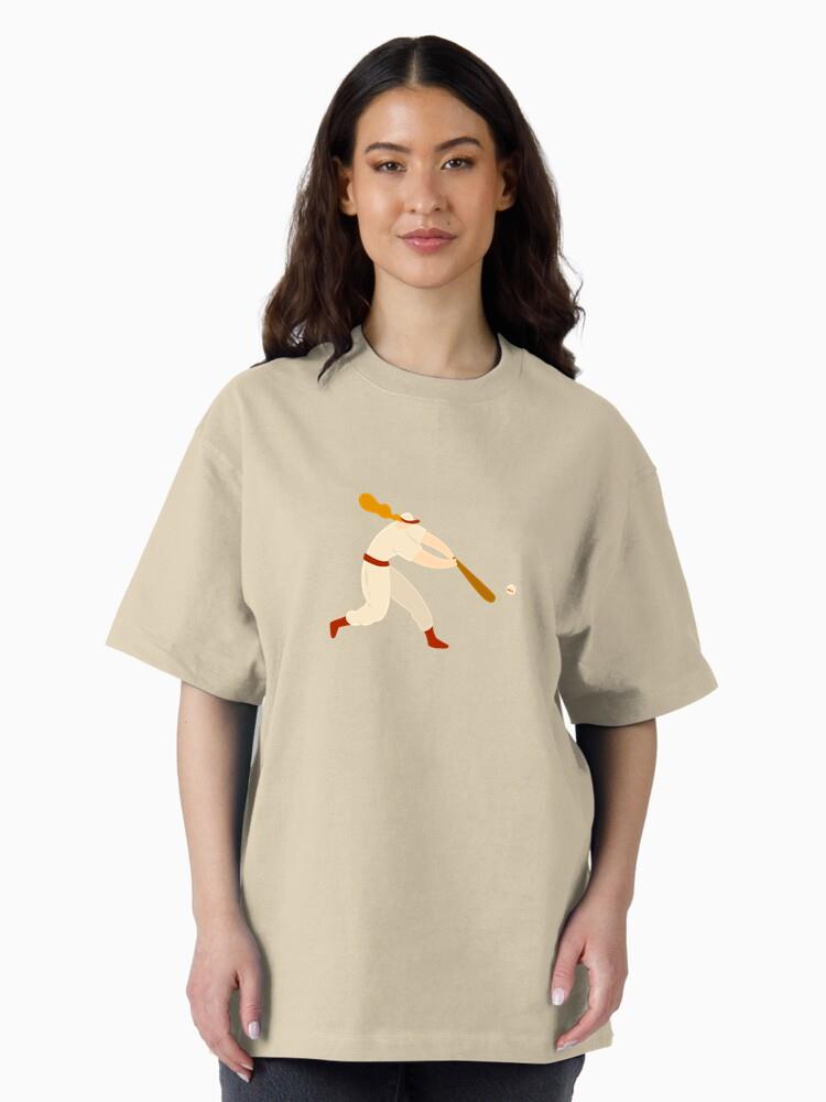 Player Female Bat Ball Hair Cap Outfit Flat Oversized T-Shirt - Image 3