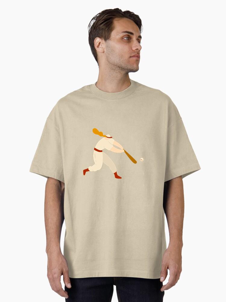 Player Female Bat Ball Hair Cap Outfit Flat Oversized T-Shirt - Image 2