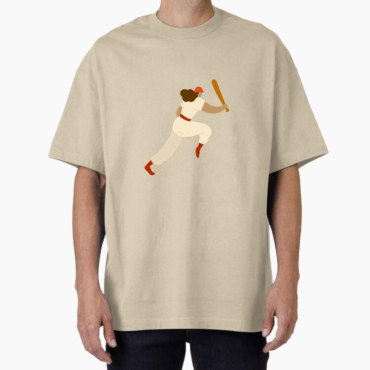 Player Female Helmet Cap Bat Hair Outfit Flat Oversized T-Shirt