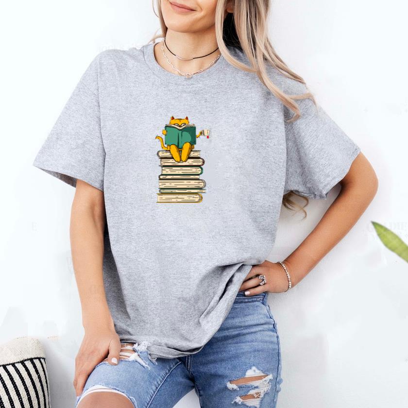 Reading Cat Funny Book & Tea Lover Gift Long Sleeve T-Shirt - Image 2