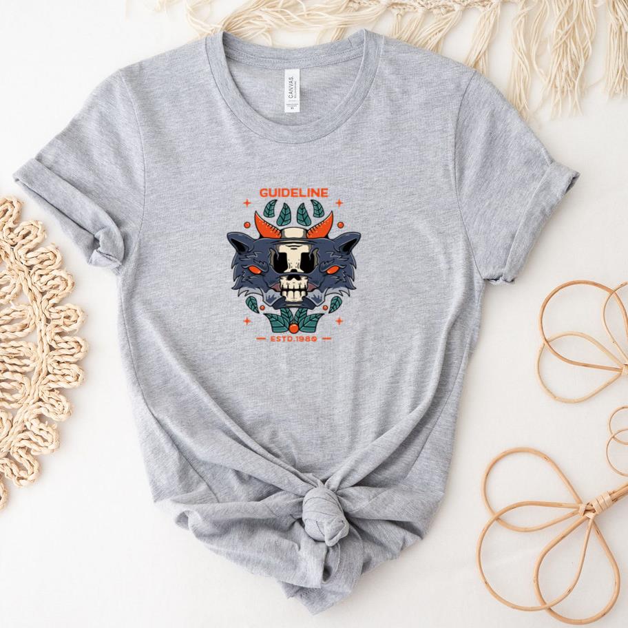 Wolf with Skull Illustration T-Shirt